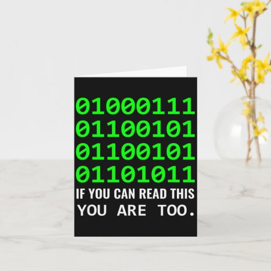 Geek Computer Binary Code Software Developer Kaart (Gele Bloem)