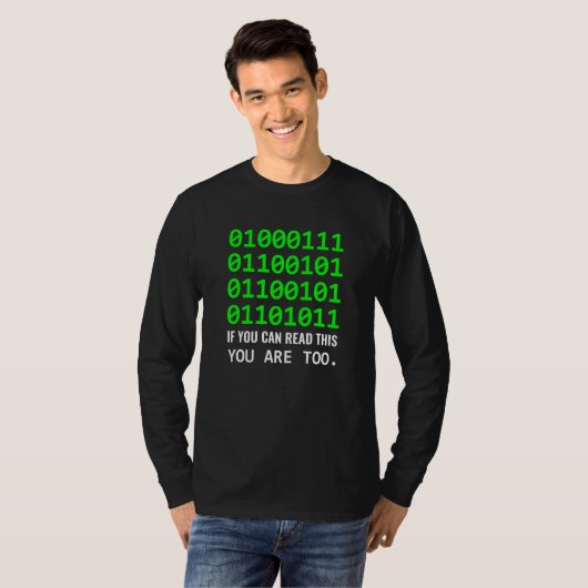 Geek Computer Binary Code Software Developer T-shirt (Voorkant volledig)