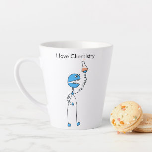 Geek Funny Cartoon Robot Chemist Ik hou van chemie Latte Mok