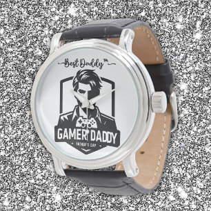 Geek Gamer Papa Happy Vaderdag Horloge