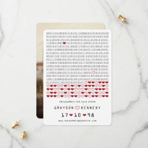 Geek geprogrammeerd voor liefde eenvoudige binaire save the date