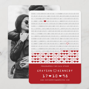 Geek geprogrammeerd voor liefde eenvoudige binaire save the date