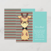 Geek Giraffe Baby Boy Shower Kaart (Voorkant / Achterkant)