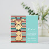 Geek Giraffe Baby Boy Shower Kaart (Staand voorkant)