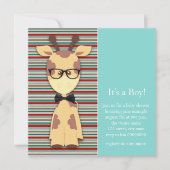 Geek Giraffe Baby Boy Shower Kaart (Voorkant)
