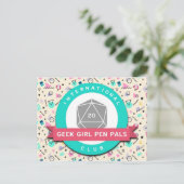 Geek Girl Pen Pals logo briefkaart (Staand voorkant)