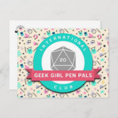 Geek Girl Pen Pals logo briefkaart (Voorkant / Achterkant)