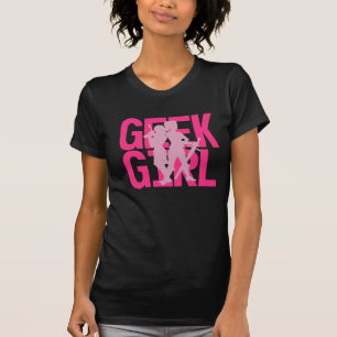 Geek Girl Pink op zwart T-shirt