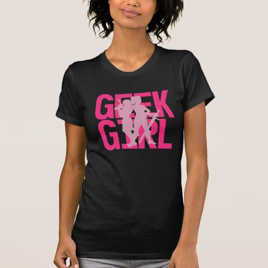 Geek Girl Pink op zwart T-shirt (Voorkant)