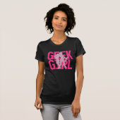 Geek Girl Pink op zwart T-shirt (Voorkant volledig)
