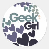 Geek Girl Ronde Sticker (Voorkant)