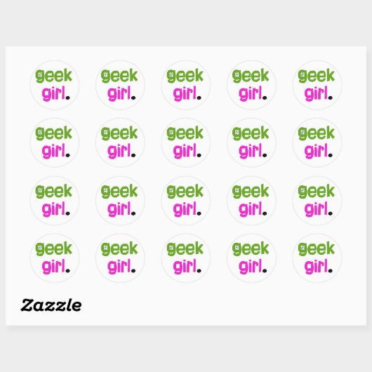 Geek Girl Ronde Sticker (Vel)