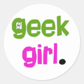 Geek Girl Ronde Sticker (Voorkant)