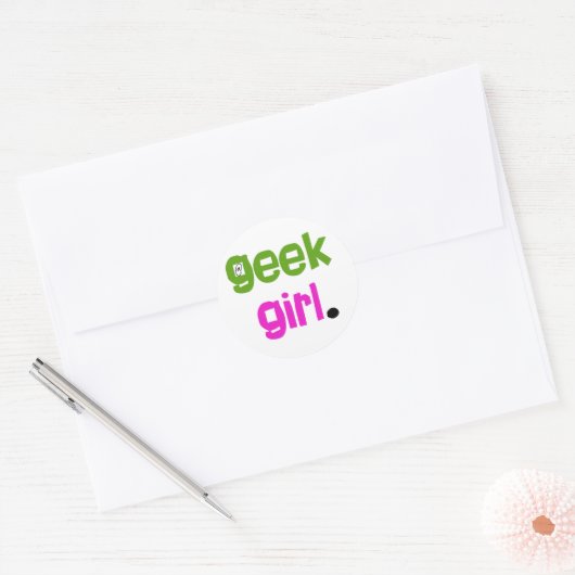 Geek Girl Ronde Sticker (Envelop)