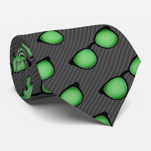 Geek Glasses - Programmeur / Dev thema gestreept Stropdas (Opgerold)