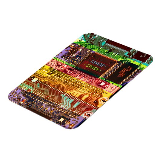 Geek & Glitch gedrukte circuit bord robotica Naam Magneet (Linkerzijde)