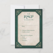Geek Green Library Book Literary Wedding RSVP Kaartje (Voorkant)