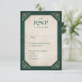 Geek Green Library Book Literary Wedding RSVP Kaartje (Staand voorkant)