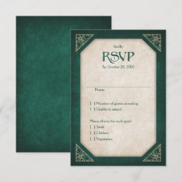Geek Green Library Book Literary Wedding RSVP Kaartje