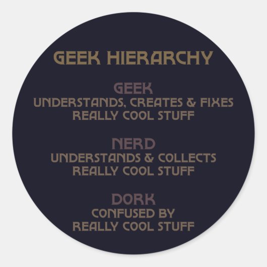 Geek Hiërarchie (Bronzed) Ronde Sticker (Voorkant)