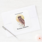 Geek Hipster Uil in Bril Koele Bookplate Vierkante Sticker (Envelop)