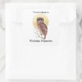 Geek Hipster Uil in Bril Koele Bookplate Vierkante Sticker (Tas)