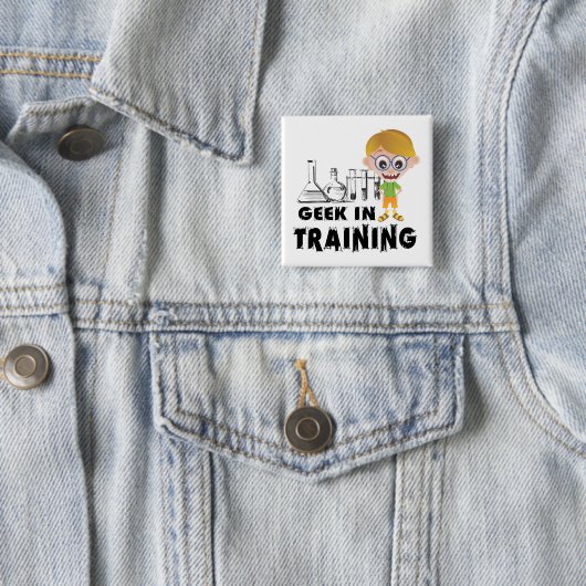 Geek in de opleiding scheikunde vierkante button 5,1 cm (In situ)