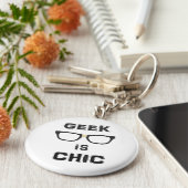 Geek is afbeelding sleutelhanger (Zijkant)