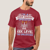 Geek Level 1000 Ontgrendelde Funny Ham Radio T-shirt (Voorkant)