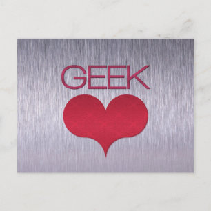 Geek Love (Heart) Briefkaart, Donkerroze Briefkaart