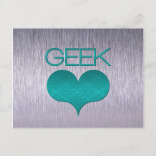 Geek Love (Heart) Briefkaart, Turquoise Briefkaart