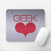 Geek Love (Heart) Mousepad, Donkerroze Muismat (Met muis)