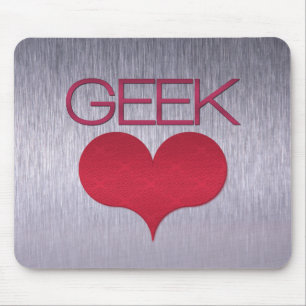 Geek Love (Heart) Mousepad, Donkerroze Muismat