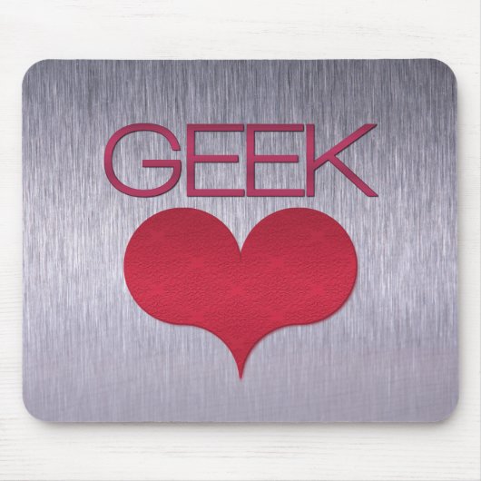 Geek Love (Heart) Mousepad, Donkerroze Muismat (Voorkant)
