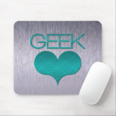 Geek Love (Heart) Mousepad, Turquoise Muismat (Met muis)