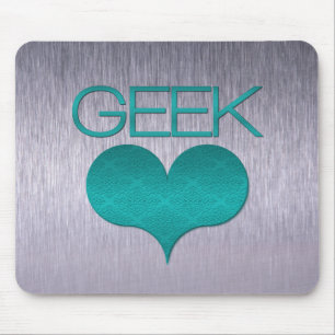 Geek Love (Heart) Mousepad, Turquoise Muismat
