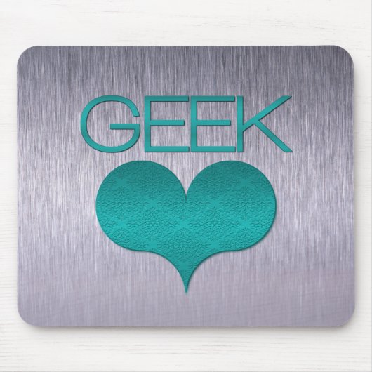 Geek Love (Heart) Mousepad, Turquoise Muismat (Voorkant)