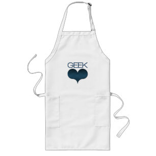 Geek Love (Heart) Schort, Donkerblauw Lang Schort