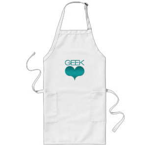 Geek Love (Heart) Schort, Turquoise Lang Schort