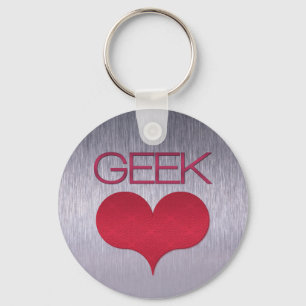 Geek Love (Heart) Sleutelhanger, Donkerroze Sleutelhanger