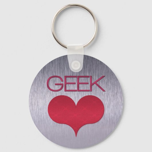 Geek Love (Heart) Sleutelhanger, Donkerroze Sleutelhanger (Voorkant)