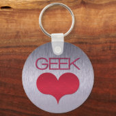 Geek Love (Heart) Sleutelhanger, Donkerroze Sleutelhanger (Voorkant)