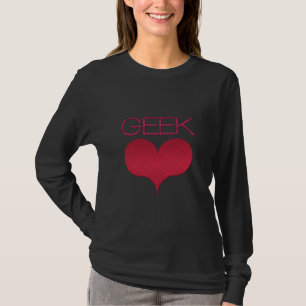 Geek Love (Heart) Women's Dark T-shirt, Donkerroze T-shirt