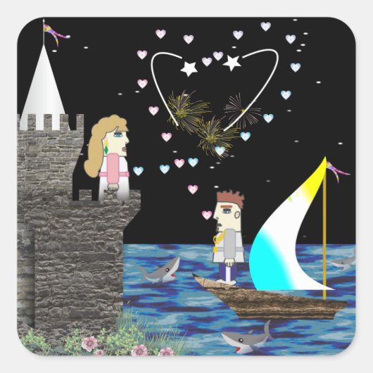 Geek Love Old Game School Custom Vierkante Sticker (Voorkant)