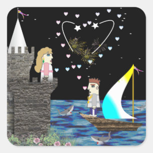 Geek Love Old Game School Custom Vierkante Sticker