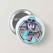 Geek manga gun girl ronde button 5,7 cm (Voorkant /achterkant)