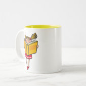 Geek meisje met boekenliefje tweekleurige koffiemok (Voorkant links)