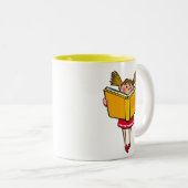 Geek meisje met boekenliefje tweekleurige koffiemok (Voorkant rechts)