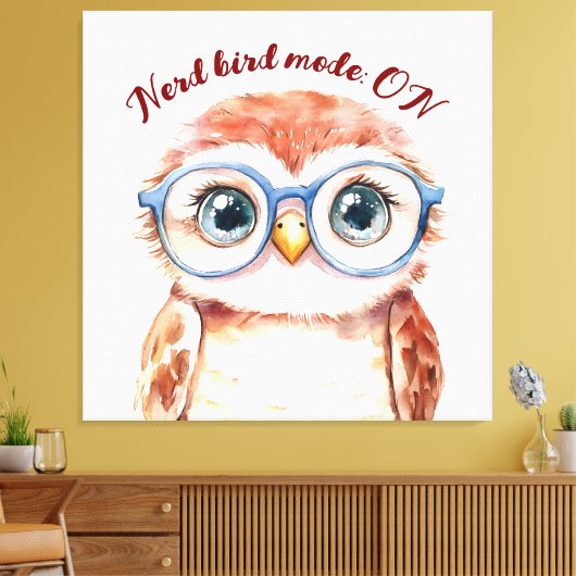 Geek Nerd Bird Canvas Afdruk (Insitu (Woonkamer))
