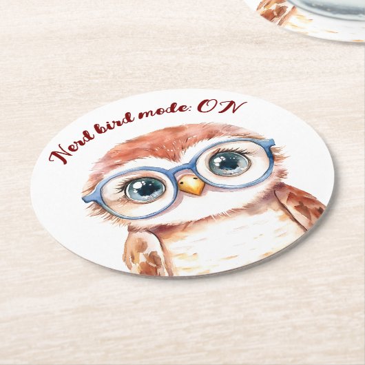 Geek Nerd Bird Ronde Kartonnen Onderzetter (Gebogen)